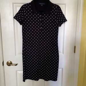 Tommy Hilfiger Women’s Navy with White Polka Dots Shirt Dress, Size M